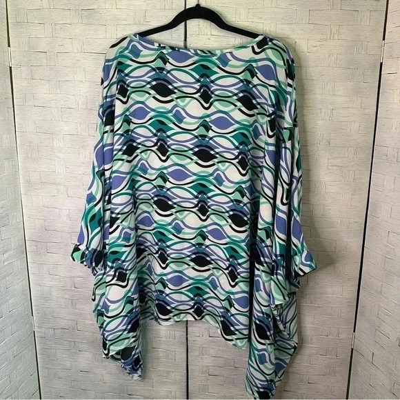 Ashley Stewart, lightweight tunic top, modern colorful bohemian hippie Plus size - Picture 5 of 12